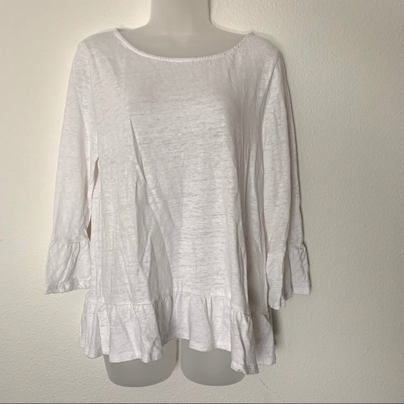 Boden Tops - Boden Linen Flare Jersey Top White Large Shirt